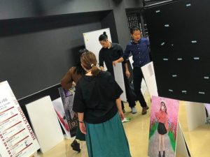 アニメ制作ワールドの展示会準備中。